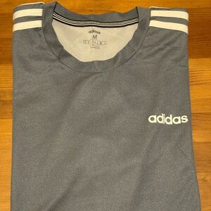 adidas Blue Grey Athletic Tee with White Logos